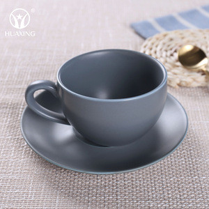 high temperature porcelain blue grey tea coffee sets cup and saucer
