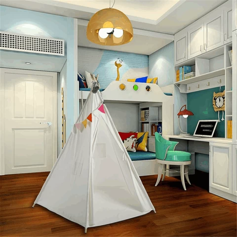 Home Decor Best Selling Kids Tents Teepee White Canvas Wood Ladystyle Romantic Cotton Soft Toy Beautiful Charming Big Cloth