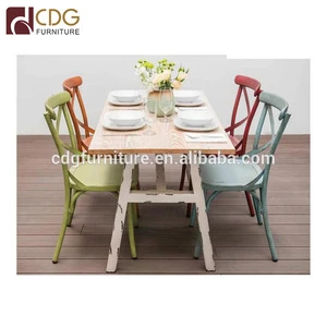 Home Dining Restaurant Table Sets Furniture Dining Table And Chair Loft American Retro Style Iron Dining Set Wth Timber Top