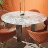 Home furniture minimalist dining room table 6 chairs stainless steel sintered stone round dining table