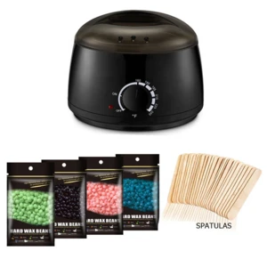 Home Hair Removal Wax Warmer Kit with 4 Different Flavors Hard Beans and 10pcs Applicator Sticks