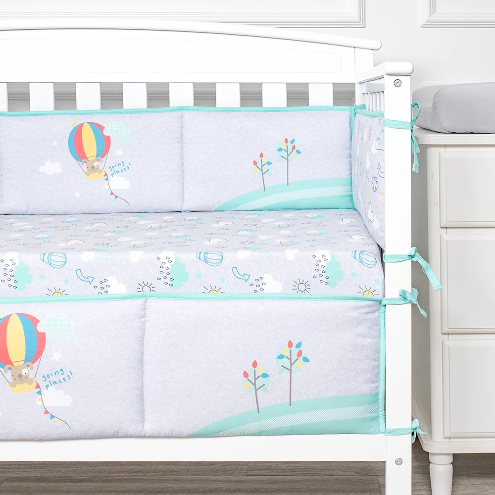Hot Balloon theme gray crib cot sheet microfiber baby bed linen cot sheet