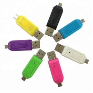 Hot sale 2in1 Micro USB 2.0 OTG Adapter SD TF Smart USB Card Reader for Mobile Phone