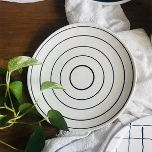 Hot sale  Factory direct wholesale hotel blue dish ceramic dinner plate,restaurant ecofriendly porcelain dishes plates