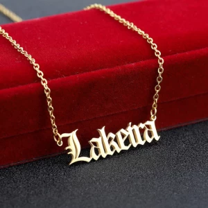 Hot sale Jewelry 14k 18k 24k Letter Pendant Silver Custom My Stainless Steel Personalized Gold Name Plate Necklace Personalised