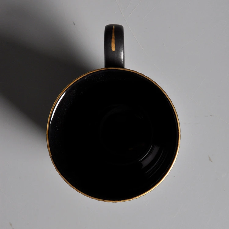 hot sale personalized black restaurant glazed porcelain mug for milk water cereal
