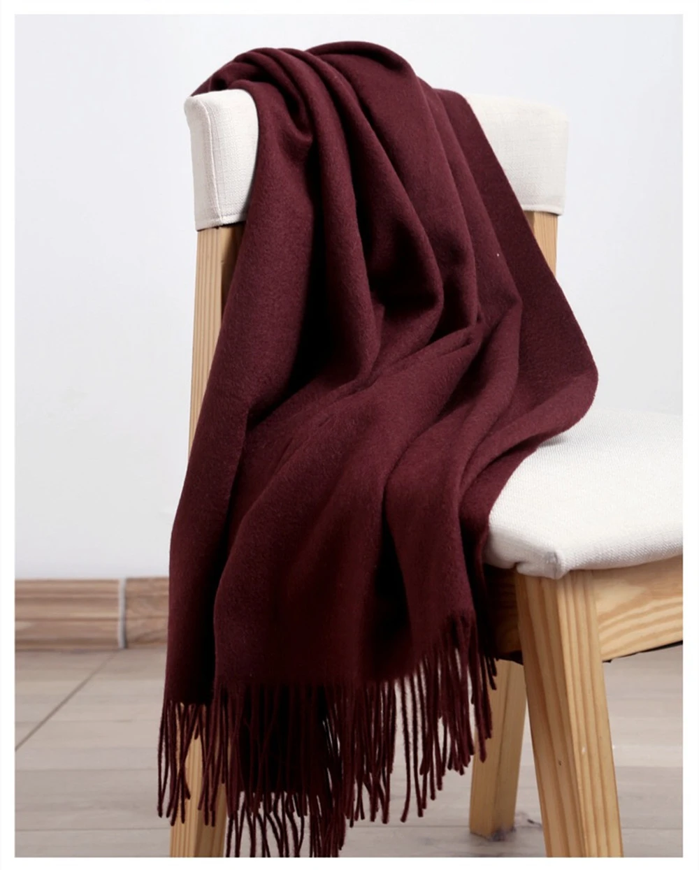 Hot sale solid color 100% pure wool winter cashmere shawl scarf