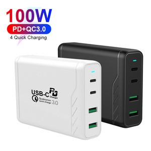 Hot Sales 4 Ports 5V 3A 100W Smart Multiport USB Charger Multi USB Fast PD Charger Station