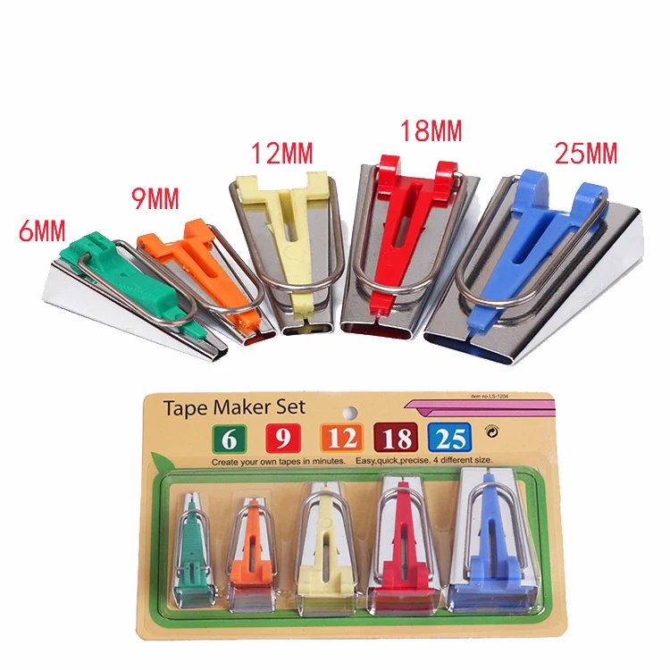 Hot sell Set of 5 sizes Sewing Accessories Bias Tape Makers 25mm 18mm 12mm 9mm 6mm Sewing Quilting Hemming Sewing Tools