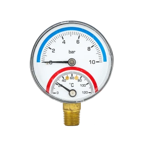 Hot selling good quality 53mm 2 in 1 bi-metal boiler heating thermomanometer pressure gauge