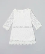hot selling latest design girls lace top fashion lace 3/4 Sleeve kids tops girls fancy top baby kids white shirt