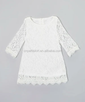 hot selling latest design girls lace top fashion lace 3/4 Sleeve kids tops girls fancy top baby kids white shirt