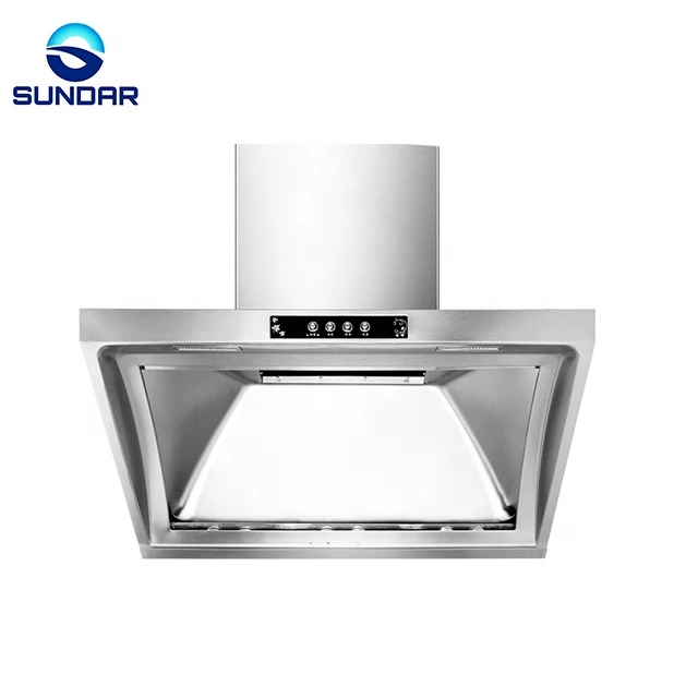 Household Range Hood Big Suction Wall Mounted Kitchen Ventilator Stainless Steel Smoke Exhaust Ventilator LED Light Kitchen Hood