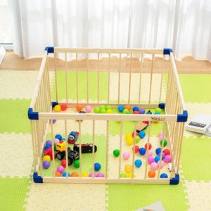 Indoor Solid Wood Childrens Game Fence Folding Baby Crawl Playpens Activity Play Yards Baby Wood Safety Fence Playpen with Door