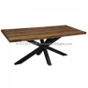 Industrial Commercial Metal Legs Bar Hotel Spider Shaped Dining Table With Solid Wood Top