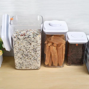 Innovative clear PS kitchen airtight container multi size combinable plastic food storage container for cereal grain sugar salt