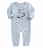 Ins Popular Light Blue Baby Outfit Long Sleeves Soft Cotton "hug me " Printing Suit for 0-24 Months