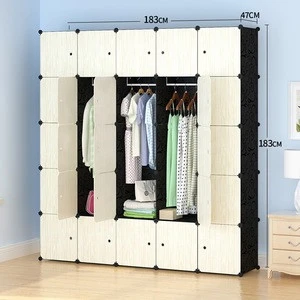 Kids assemble plastic portable wardrobe closet organizer