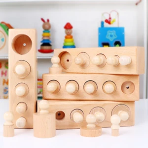 Kids Montessori Socket Cylinder Montessori Educational Toys Wooden Montessori Cylinder Blocks