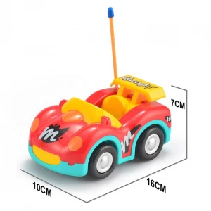 Kids remote control cartoon car toys 2 colors mixed funny remote control toy cars with music and light