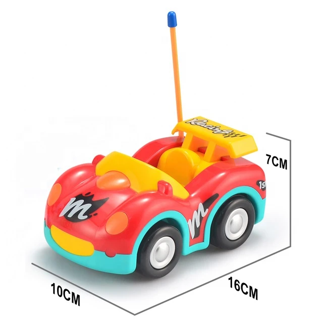 Kids remote control cartoon car toys 2 colors mixed funny remote control toy cars with music and light