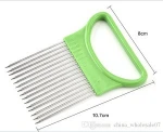 Kitchen Gadgets Easy Use Handy Stainless Steel Onion Holder Tomato Slicer Vegetable Cutter Safety Cooking Tools