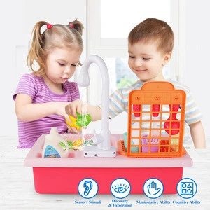 Kitchen Sets Dishwasher Kitchen Play House Toy with Electric Water Wash Basin