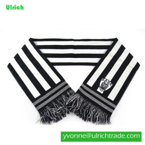 KR043 Custom acrylic jacquard knitted hot sale sports football team scarf