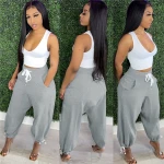 L07312 fashion trendy 2021 solid color harem women sweat pants leisure wear Leisure Wear