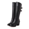 Ladies knee boot women high heel sexy pu leather snow boots women autumn winter shoes for women