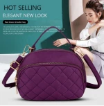 Lady new rhomboid fashion leisure water repellent oxford nylon shoulder cross body handbag wholesale