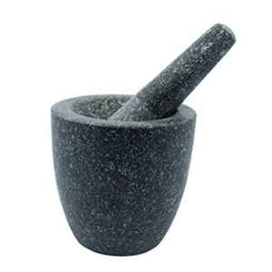 Large Natural Grey Granite Mortar &amp; Pestle Stone Grinder for Spices, Seasonings, Pastes, Pestos and Guacamole