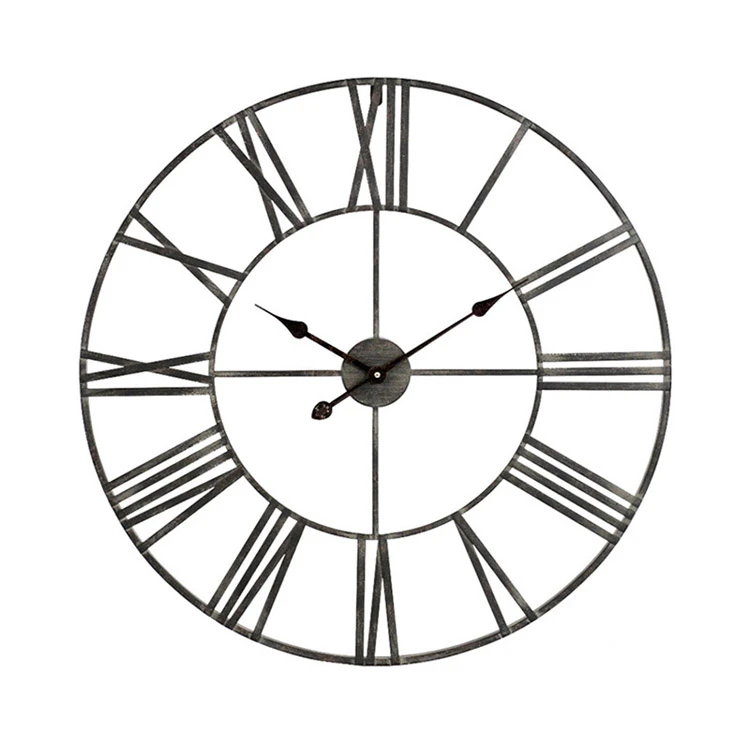 Large Rustic Round Metal Wall Clock