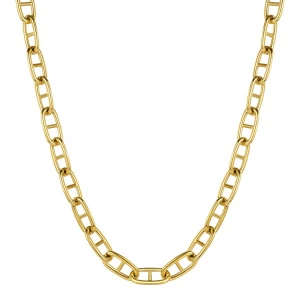 Latest High Quality 18K Gold Plated Stainless Steel With Horizontal Ellipse Thick Chain Necklace P203126