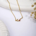 Lerca new arrival AU375 real 9K gold necklace inlaid natural stone twelve Constellations guardian stone clavicle chain