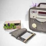 Light grey wool felt case for ebook readers with elastic