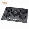 Long lifetime kitchen appliance 5 burners best glass type built in gas cooker stove