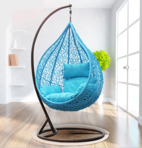 Low price thick cushion single seat waterproof patio swing hanging egg chair with stand
