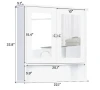 Luxury Design Basicwise White Wall Mounted Bathroom Storage Cabinet, Mirrored Vanity Medicine Chest with 3 Shelves