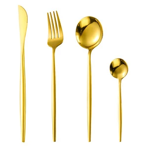 Luxury Mirror Polish Flatware set Stainless Steel Gold Shiny Cutlery set For Wedding
