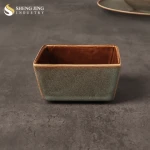 Luxury Retro Gold Rim Rectangular Ceramic Butter Sugar Container Bowl For restaurant Hotel