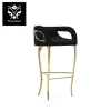 Luxury royal bar stool furniture high end custom velvet back and gold copper base bar stool modern stainless steel bar stool