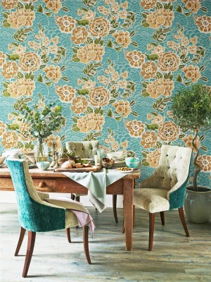 Luxury Waterproof PVC Floral Wall Paper Floor Painting Bedroom Decoration Flowers 3D Wallpaper