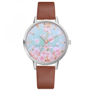 Lvpai Flower Pattern Watches Women Clock Gift High Quality PU Leather Small Band Ladies Watch Montre Femme Gift