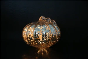 Man made antiqued mercury pumpkin glass crafts / glass LED lantern