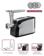 Meat Grinder 1000W Copper Motor S/S Housing EMC Standard VDE Plug stainless steel housing  full copper