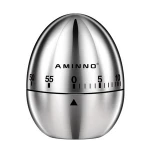 Mechanical Rotating Alarm Clock Stainless Steel Egg Shaped Kitchen Timer
