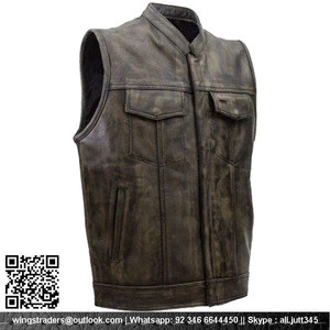 MEN&#039;S MOTORCYCLE SON OF ANARCHY DISTRESSED LEATHER VEST
