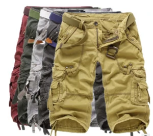 Mens casual shorts cargo multi-pocket men bermuda shorts