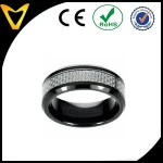 Mens Ring in Black and White Ceramic with Carbon Fiber,8MM Flat Top Ceramic Carbon Fiber Rings